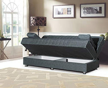 Divano letto Aram 3 posti con contenitore 190 x 83 cm (Grigio scuro)