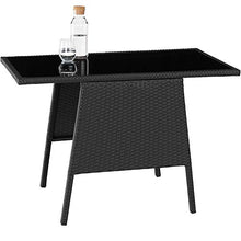 Chicreat Set pieghevole in polyrattan, 2 Sedie e 1 Tavolo con ripiano in vetro, include cuscini per seduta e schienale