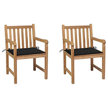 vidaXL Sedie da Giardino 2 pz con Cuscini Neri Massello di Teak