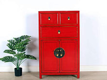 Yajutang - Cassettiera cinese con 3 cassetti, 2 ante, colore: Rosso