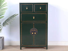 Yajutang Comò cinese con 3 cassetti, 2 ante, colore: verde abete