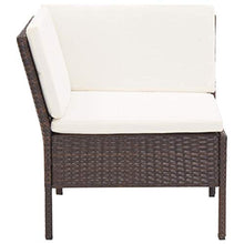 Tidyard Set Divani da Giardino in Polyrattan, Set di Mobili da Giardino, Set Divano Esterno con Cuscini 3 pz Marrone