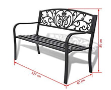 Pissente, sedia da giardino con schienale a fantasia, panca da giardino con bracciolo, per cortile terrazzo, parco, caffè, 127 x 60 x 85 cm