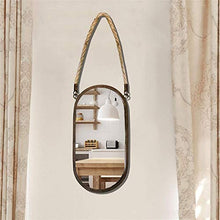 Busirsiz. Specchio per il trucco retro specchio appeso con corda di canapa Specchio decorativo per pareti |Specchio da bagno |.Trucco per vanità a parete e specchio da barba |Telaio in metallo specchi