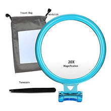 B Beauty Planet Specchio su due lati, ingrandimento 20X/1X,specchio pieghevole per il trucco con supporto portatile, uso per applicazioni di trucco, pinzatura e rimozione di punti neri/blemish. (blu)