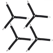 Joseche - Bretelle elasticizzate regolabili per angoli lenzuola, coprimaterassi, letto o divano, 8 pezzi, colore: nero Triangle Black [4PCS]