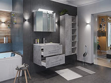 Set di mobili da bagno Firenze 70 (4 parti/C) grigio cemento e armadio specchio