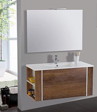 mazzoni Mobile da Bagno Sospeso 100cm Gold Noce Scuro Frassinato
