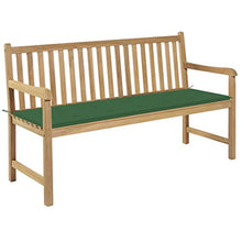 vidaXL Panca da Giardino con Cuscino Verde 150 cm in Legno di Teak