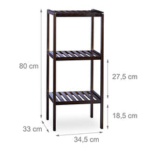 Relaxdays 10020914 Scaffale da Bagno, bambù, Ripiani Portaoggetti, Mobiletto Salvaspazio, 80x34,5x33 cm, Mobile Cucina, Marrone, Legno, 33x34.5x80 cm