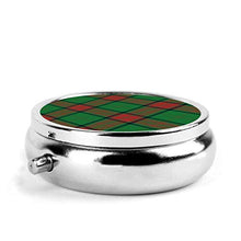 Maxwell - Mini portapillole in metallo rotondo per medicine, per borsa da tasca, borsa da viaggio, idea regalo, motivo: tartan