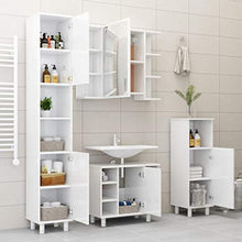 Armadio da bagno, 30 x 30 x 95 cm, colore: bianco lucido