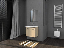 Ideastella Mobile Bagno 60cm + lavabo in Ceramica, specchiera e Lampada LED – Serie Ibiza (Bianco Lucido)
