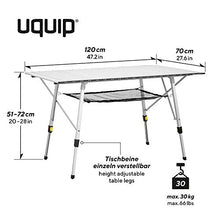Uquip Variety L - Tavolo Pieghevole da Campeggio in Alluminio (120 x 70cm)