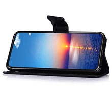 Saceebe Compatibile con Huawei Y5 2018 Custodia pelle Cover a libro Portafoglio Flip Case [Custodia in pelle goffrata con fiori e farfalle con cordino] anteriore e posteriore Bumper Case,nero