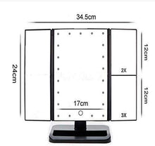 Specchio Specchi per vanità da Bagno Trucco Illuminato, Mirror a vanità Trifold con 22 luci a LED e ingrandimento 2X / 3X / 1x
