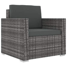 SKM Set Divani da Giardino 8 pz con Cuscini in Polyrattan Grigio (70.7kg)