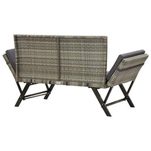 FAMIROSA Panchina da Giardino con Cuscini 176 cm in Polyrattan Grigio