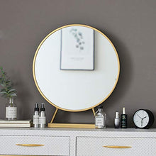 Specchio Domestico, Specchio cosmetico, Specchio di Ferro, Specchio da Tavolo, Specchio Rotondo, Specchio di Bellezza (Oro)