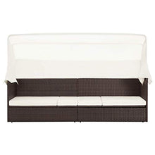 FAMIROSA Divano da Giardino con Tettoia in Polyrattan Marrone