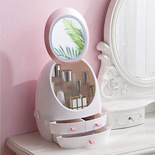 Lshbwsoif - Contenitore per cosmetici con specchio illuminato a LED, antipolvere, per bagno, camera da letto