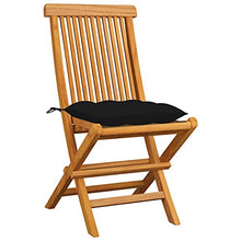 vidaXL Sedie da Giardino con Cuscini Neri 4 pz Massello di Teak