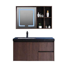 Set di Mobiletti Specchio e Lavabo Mobile da Bagno in Legno massello Combinato Semplice in Marmo Vanity Bagno Smart Specchio armadietto (Color : Brown, Size : 48x99x51.2cm)
