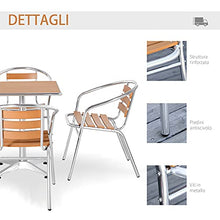Outsunny Set Tavolo e 4 Sedie da Giardino e Terrazza, Arredamento da Esterno in Alluminio e Plastica, Colore Legno
