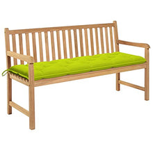 vidaXL Panca da Giardino e Cuscino Verde Brillante 150cm Legno di Teak