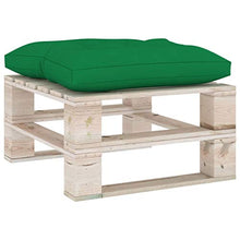 vidaXL Pouf da Giardino su Pallet con Cuscino Verde in Legno di Pino