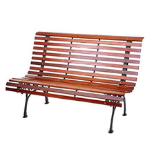 Mendler Panca panchina da Giardino terrazza HWC-F97 Legno ghisa ~ 2 posti 122cm Marrone