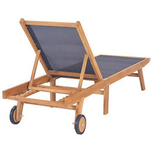 vidaXL Massello di Teak Lettino Pieghevole Ruote Textilene Regolabile Sdraio