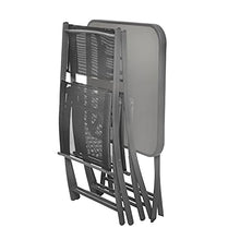 Set tavolo grigio con 2 sedie pieghevoli, in ferro e textilene Grigio