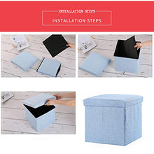 GAOZ Pouf Contenitore, Pouf cubo Pieghevole con Contenitore per Bambini, poggiapiedi, poggiapiedi in Tessuto e Pouf con Schiuma Memory e Seduta in Lino Sintetico 30x30x30 cm