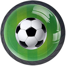 Sport Pallone da calcio a strisce verdi Pomelli per Porta Set di 4 Pomelli per Mobili Manopole per Cassetti Cucina Armadio Vetro