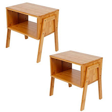 2 Pezzi Comodino Camera da Letto, Comodini Mobile Contenitore Mobile Contenitore in Bambù, Impilabile, Combinazione Libera, 40x29x42cm