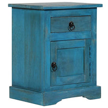 vidaXL Legno Massello di Mango Comodino 40x30x50 cm Blu Armadietto Cassettiera