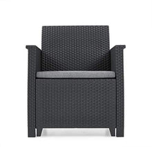 Keter Emma Balcony Set, Set Mobili da Giardino in Rattan con 2 Poltrone e Tavolino , Grafite