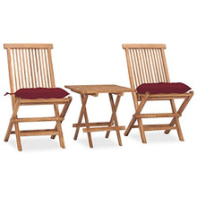 vidaXL Set da Pranzo Giardino Pieghevole 3 pz Cuscino Massello di Teak