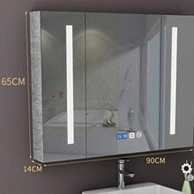 KAISIMYS Armadietti a Specchio Armadietto a Specchio da Bagno Specchio da Parete in Legno massello con Specchio da Trucco Integrato (Colore: Grigio, Dimensioni: 90 * 65 * 14 cm)
