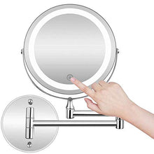 Specchio cosmetico con Illuminazione LED e ingrandimento 1/10, Batteria Touchscreen/USB in Cristallo, Acciaio Inossidabile e Ottone per bagni, studi Cosmetici, Spa e Hotel