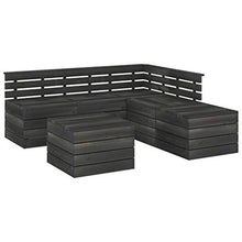 FAMIROSA Set Divani da Giardino su Pallet 6 pz Legno Pino Grigio Scuro-3751