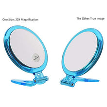 B Beauty Planet Specchio su due lati, ingrandimento 20X/1X,specchio pieghevole per il trucco con supporto portatile, uso per applicazioni di trucco, pinzatura e rimozione di punti neri/blemish. (blu)