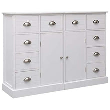 Festnight Credenza con 10 Cassetti in Legno Bianca 113x30x79 cm