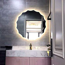 FYHpet Specchio da Bagno con lampadari a Forma di Fiore, Interruttore tattile, dimmerabile, Specchio a LED, Grande Specchio cosmetico, Bagno, Soggiorno