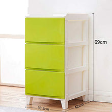 Cassettiera comodino in plastica semplice contenitore con 20 KG armadio multi-strato cucina bagno camera da letto, tre piani, bianco, verde