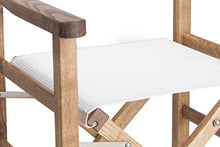 Poltrona regista ERA in frassino tinto teak (Bianco traforato)