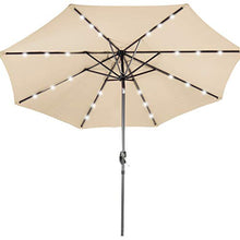 Fp-Tech FP-JD4013LU Ombrellone da Giardino con Pannello Solare, 24 LED e USB Incorporati, Beige, 2.7 m