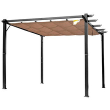 miozzi Pergola da Giardino 3X4m in Alluminio con Telo Scorrevole Nera e Beige