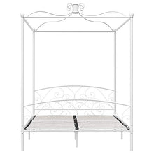 SKM Letto a Baldacchino Bianco in Metallo 180x200 cm (31.9kg)